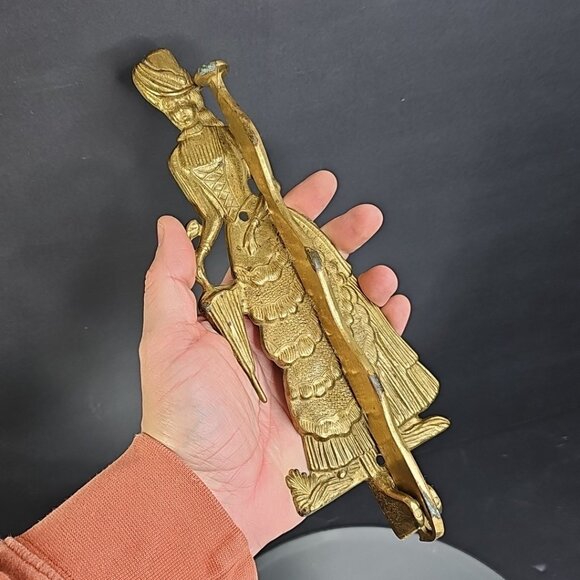 Vintage Solid Brass Woman Decorative Retractable Wall Clothes Hanger - Picture 5 of 11